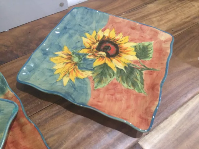 MAXCERA SUNFLOWER SQUARE PLATE terra cota - 9" excellent