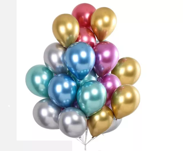 Chrome Balloons Metallic Latex Pearl 12" Helium Balloon Birthday Party Wedding
