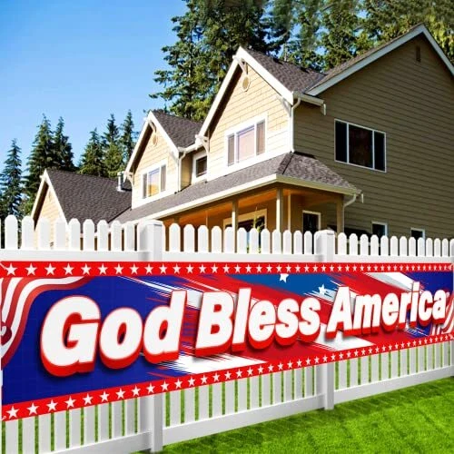 Memorial Day Decorations God Bless American Banner, Patriotic Decorations