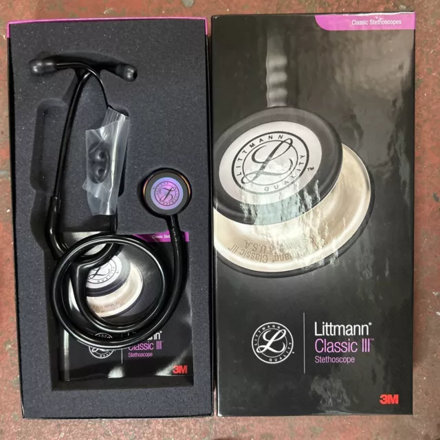 3M Littmann Classic III Monitoring Stethoscope, Rainbow-Finish Chestpiece, Black