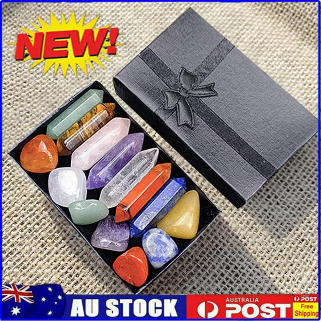 Stones Polished Healing Crystal Natural Gemstone Collection Stone Kit Set w/Box!