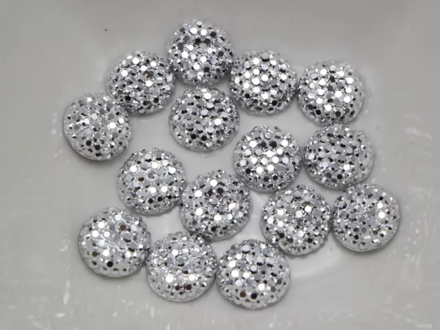 100 Round Flatback Resin Dotted Rhinestone Cabachons 10mm (3/8") Color Choice