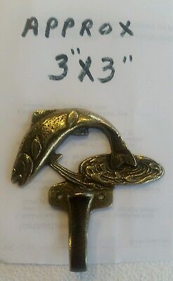 Pair Of Vintage Solid Brass Trout Fish Hooks  Coat  Hooks With Screws (Br549) 2