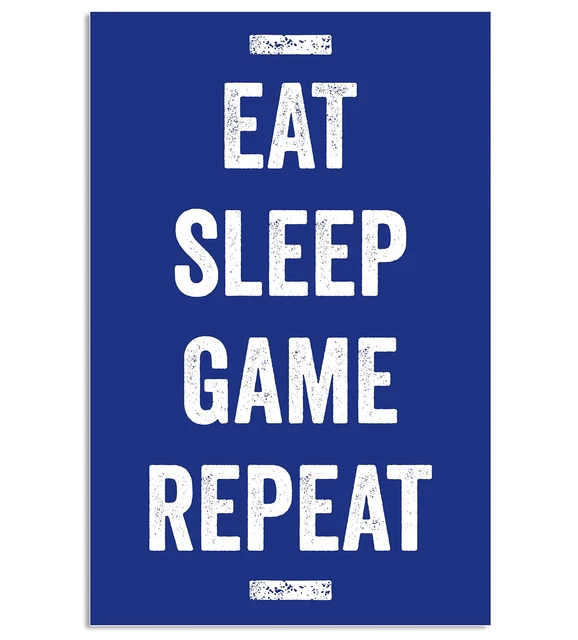 Eat Sleep Game Repeat Poster, Video Game Artwork, 11 x 17 Inches, Gaming Post...
