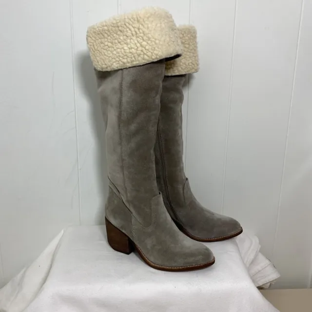 Jeffrey Campbell Oakmont Tall Boots Womens 6.5 Gray Suede Shearling Lined OTK