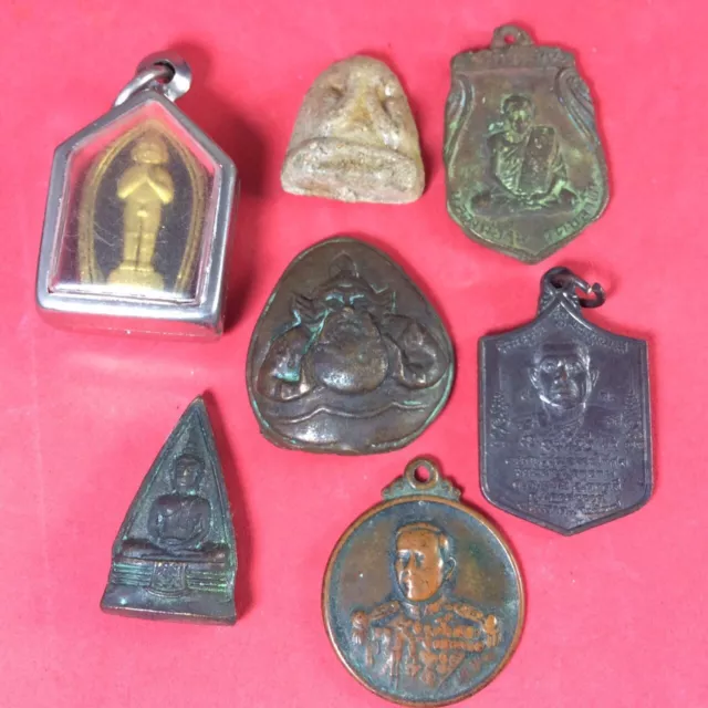 RARE 7 Thai Amulet Coins Pendant Magic Talisman Holy Coin Powerful Protection d6