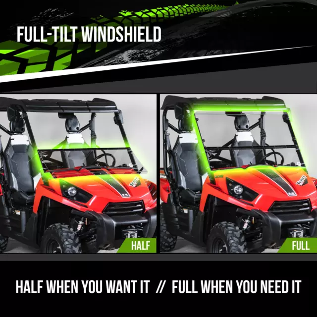 Terrarider Kawasaki Teryx (2010-2013) 2 Seat Tilting Utv Windshield - Std. 3/16" 3