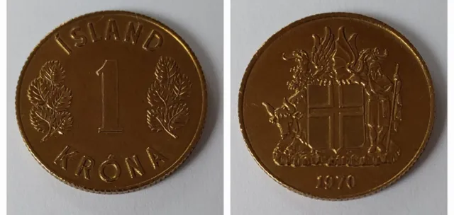 Island - 1 Krone (Krona) Münze - 1970