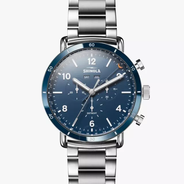 New Shinola The Canfield Sport 45mm Blue Dial Mens Watch S0120089890