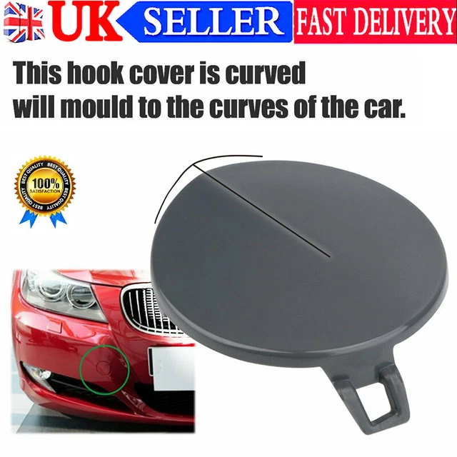 ROUND FRONT BUMPER Towing Tow Eye Cover Cap Black for BMW 3 E90