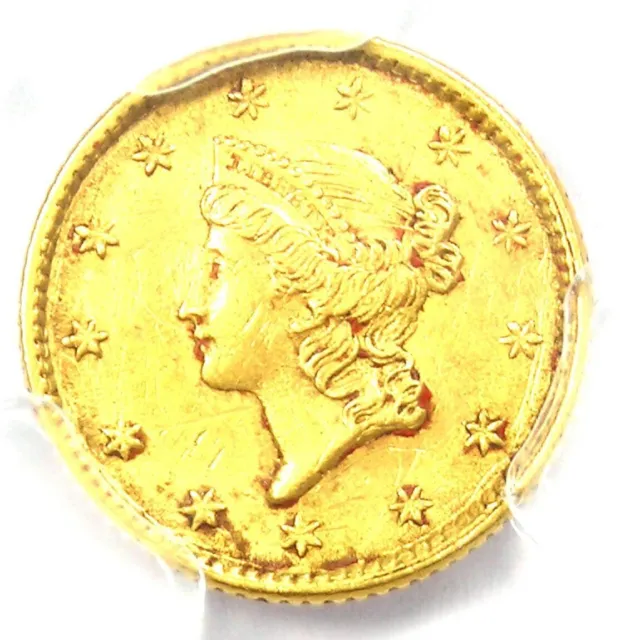 1853 Liberty Gold Dollar G$1 - Certified PCGS AU Detail - Rare Early Gold Coin!