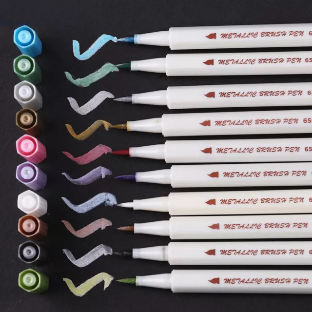 Metallic Marker Pinselstifte Set 10 Farben Permanent Metallische Stifte Pens NEU