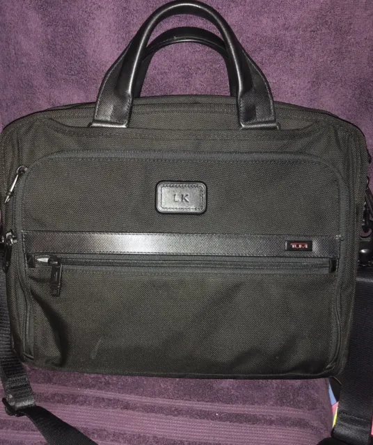 TUMI Alpha 2 Black Nylon Leather Trim Organizer Briefcase 15.5" x 12" x 4"