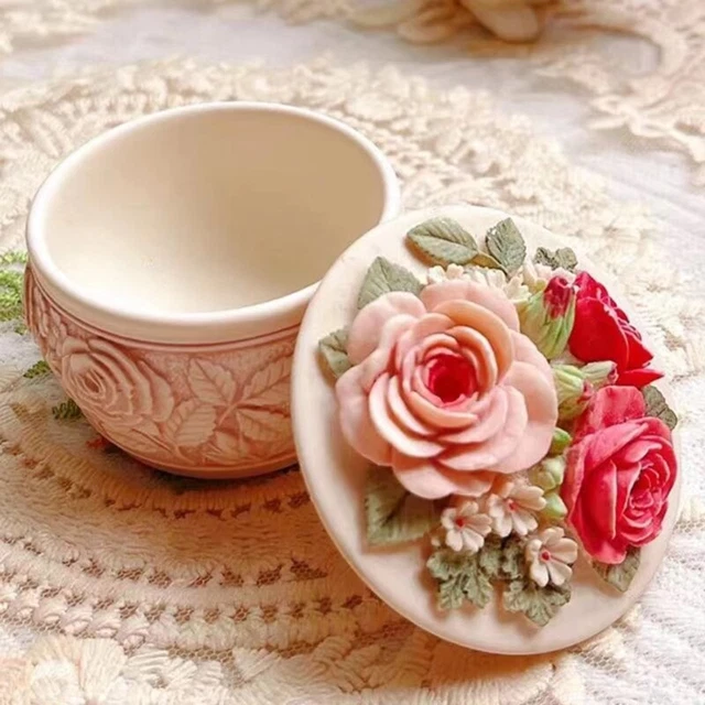 DIY Epoxy Crystal Birthday Rose Decorative Molds Silicone Resin Storage Box Mold