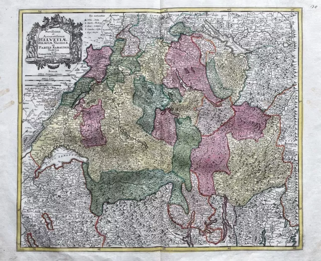 Schweiz Suisse Switzerland carte map Karte Lotter Kupferstich engraving 1760