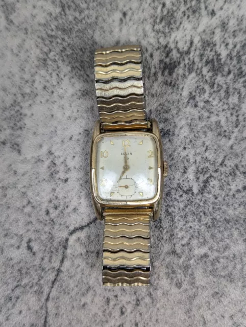 Vintage Elgin Mens 10K Rolled Gold Plate RGP  Watch 17 Jewels 1954 NON WORKING