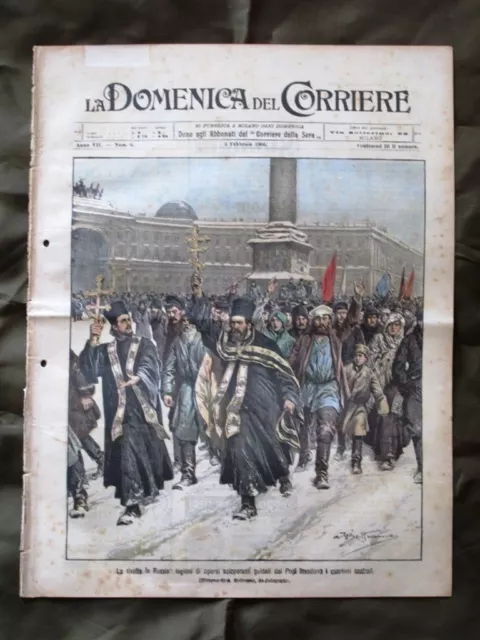 La Domenica del Corriere 5 Febbraio 1905 Russia Rivolta popolare Pietroburgo