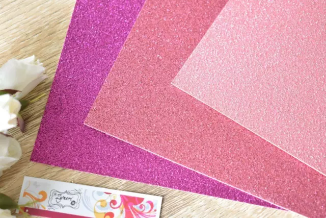 Kaisercraft Glitter Cardstock Pinks 9 sheets in 3 Colours 300gsm 31x30cm