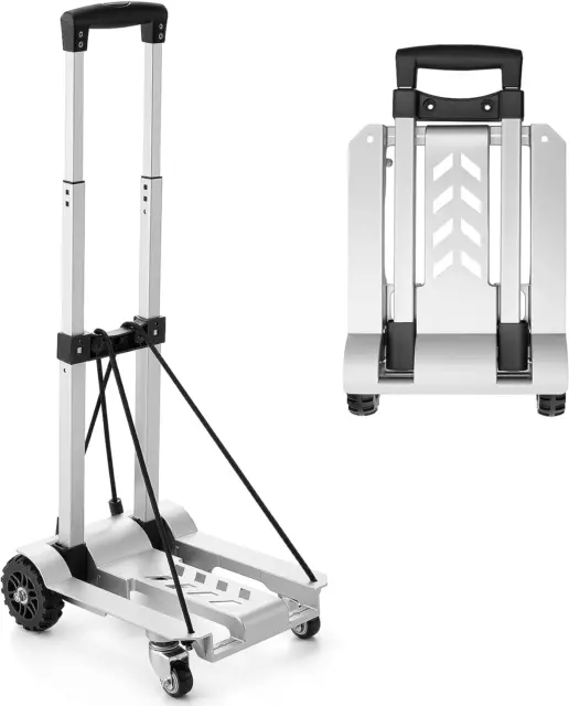 Foldable Hand Truck, 270 Lbs Aluminum Panel Folding Luggage Cart, Portable Dolly