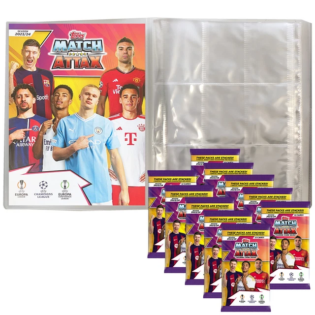 Champions League 2023/24 - carte collezionabili - 1 cartella da collezione vuota + 10 booster