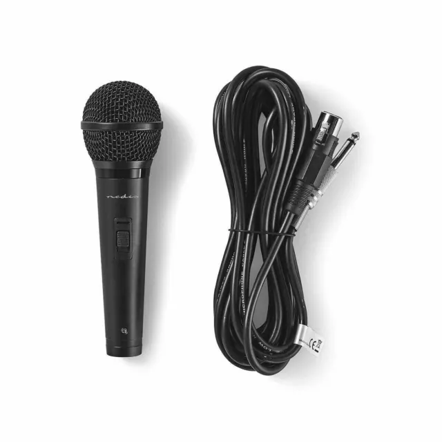 Microphone dynamique filaire noir Nedis PA karaoké métal vocal portable 6,5 mm