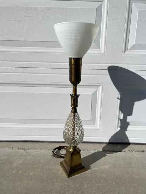 1940’s Vintage French Brass & Textured Bubble-Glass Pineapple Design Table Lamp