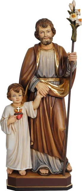 Sculpture Saint Joseph Avec L’enfant Jésus – Bois Polychrome XVIII-XIXe, à Restaurer