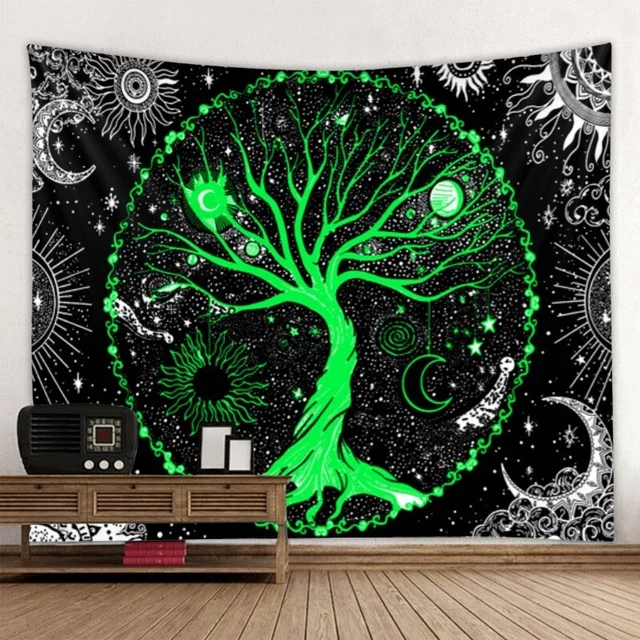 Green Tree Tapestry Wall Hanging Hippie Mandala Boho Art Tapiz Home Room Décor