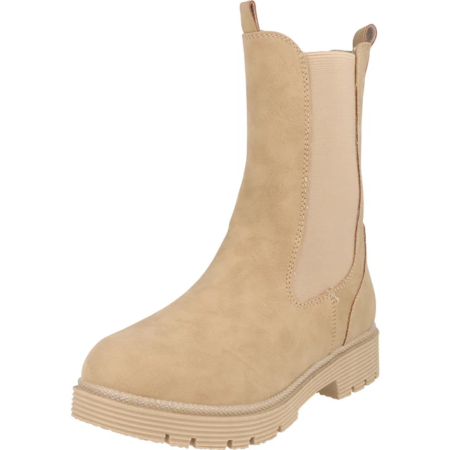 Indigo Fille Chaussures Chelsea Bottes Fourrées 454-134 Taupe Fermeture Éclair