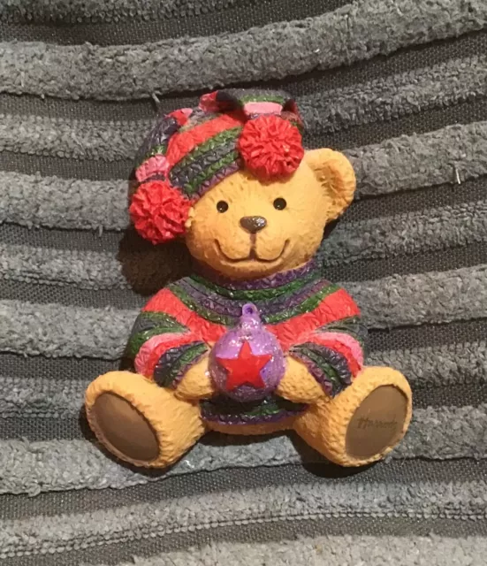 Rare Resin Harrods 2004 Christmas / Xmas Teddy Bear Fridge magnet - Thomas