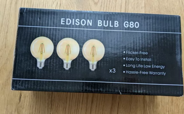 3 Edison Vintage Glühbirnen LED E27 4W warmweiß antike Glühlampe Nostalgie Retro