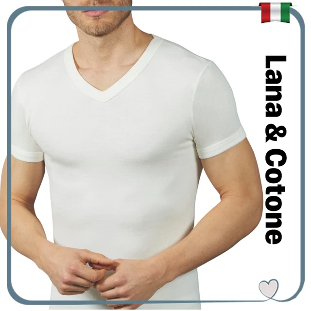 Maglia intima da uomo invernale termica maglietta scollo a v collo manica corta