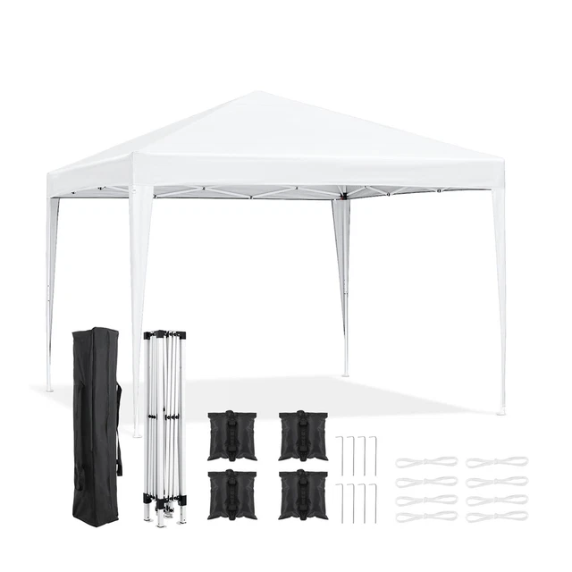 Faltpavillon 3x3m Party Gartenzelt mit Tragetasche Höhenverstellbar Wasserdicht