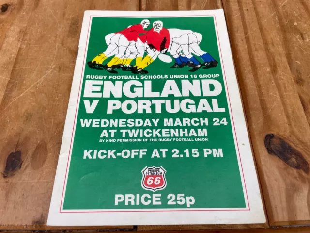 England v Portugal Schools Under 16 (24/3/1982) Twickenham RUGBY PROGRAMME