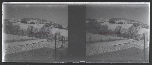 France Neige Montgagne NEGATIF Photo Stereo Plaque de verre VR11r7  