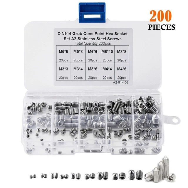 200Pcs Cone Point Allen Head Socket Hex Grub  Bathroom Fixtures