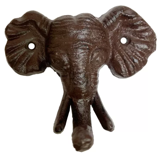 Elephant Wall Hook Cast Iron Key Coat Towel Hanger Cabin Lodge Antique Style