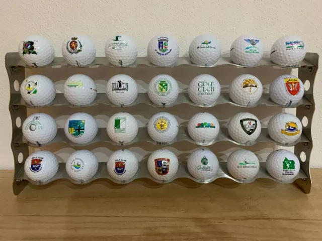 Premium Golfball Vitrine/Schaukasten/Regal aus Edelstahl V2A für 28 Golfbälle