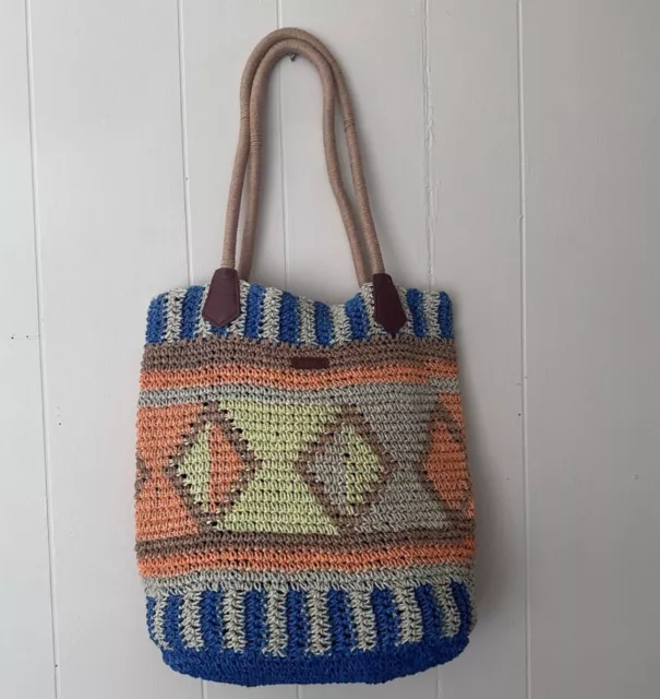 o'neill • straw tote bag multicolor boho purse paper woven spring beach hobo