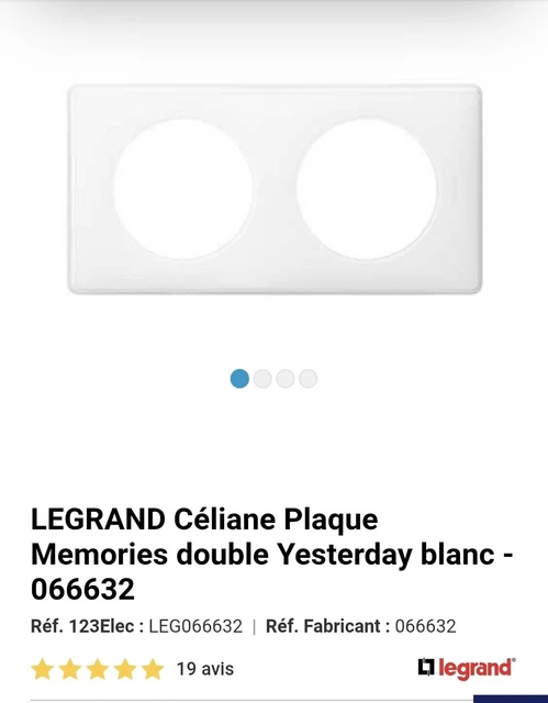 Plaque Double Legrand Celiane - Blanc - Modèle Yesterday - Neuf (lot Unitaire)
