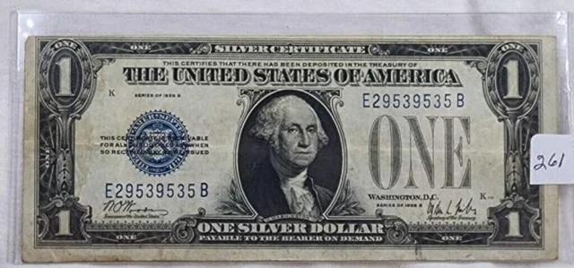 1928B $1 Silver Certificate Blue Seal Dollar S/N E29539535B - FUNNY BACK P#412b