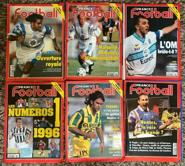 J)Lot de 6 France Football 1996 et 1995 (voir description)