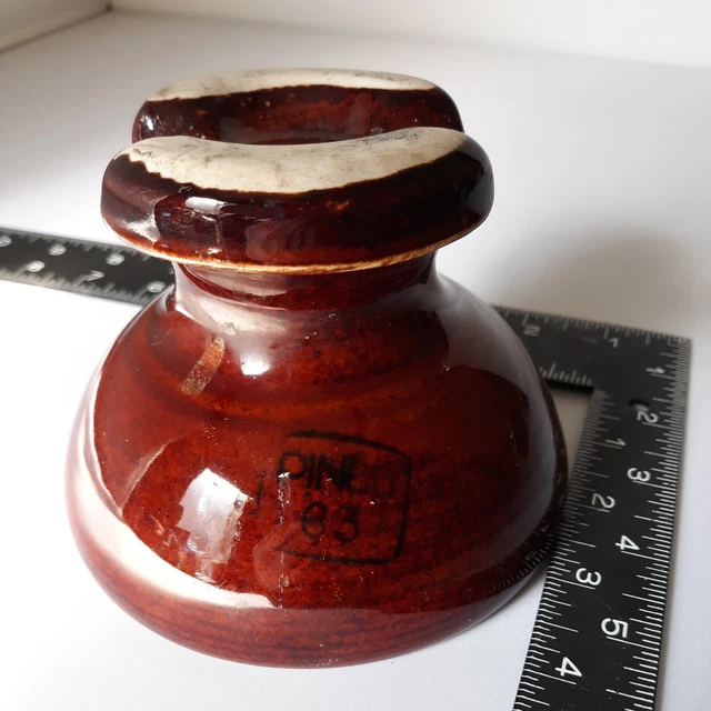 Vintage Large Pinco 63 High Voltage Insulator Ceramic Porcelain Brown