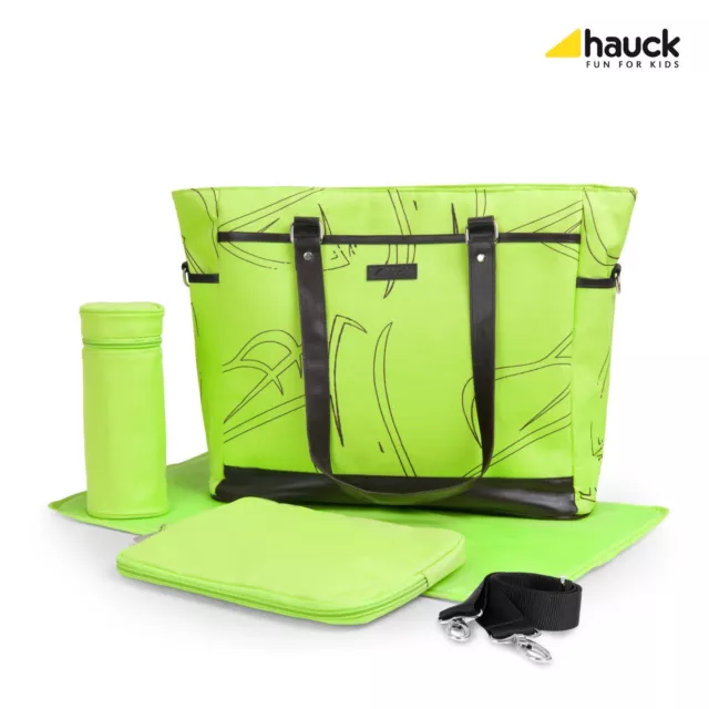 NEW Hauck Lime Sammy nappy changing bag+mat+ insulated bottle holder+messy bag