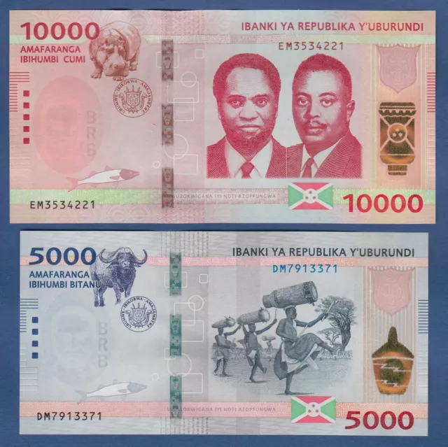 BURUNDI 5000 + 10000 Francs  2022 (2023)  UNC  P. NEW