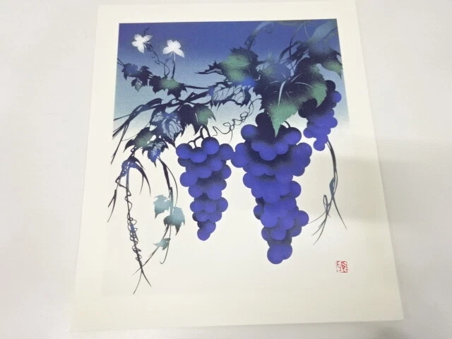 84649# Japanese Art / Lithograph / Grapes / By Masayuki Miyata