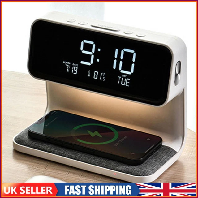 3 IN 1 Bedside Lamp Wireless Charger Digital Alarm Clock for Bedroom