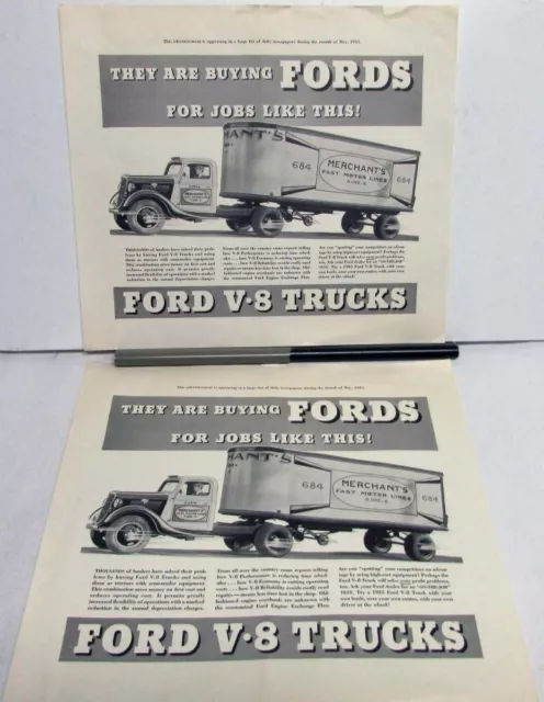 1935 Ford Truck V8 They Are Buying Fords For Jobs Like This! Ad Proof Original