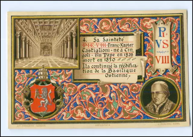 S2211/ Vatikan Papst  Pius VIII Litho AK  1903  Karte Nr. 4