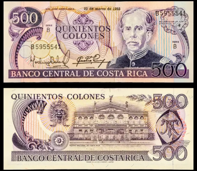 1985 Costa Rica 500 Colones Banknote, Manuel María Gutiérrez Flores, Rare